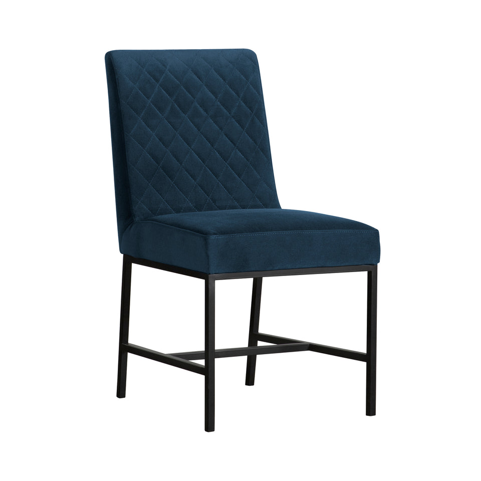 Napoli Blue Velvet and Black Leg Modern Accent Dining Chair- Set of 2