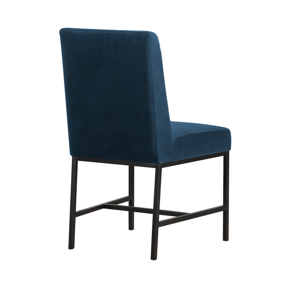 Napoli Blue Velvet and Black Leg Modern Accent Dining Chair- Set of 2