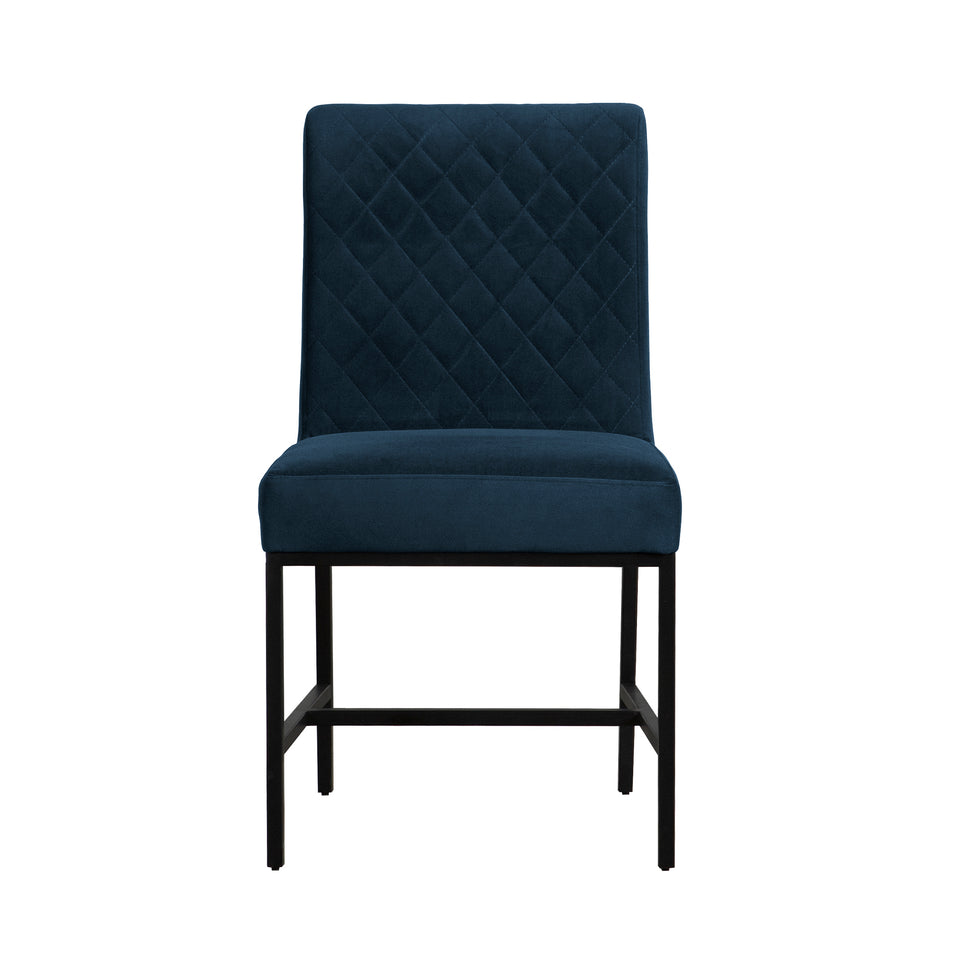 Napoli Blue Velvet and Black Leg Modern Accent Dining Chair- Set of 2