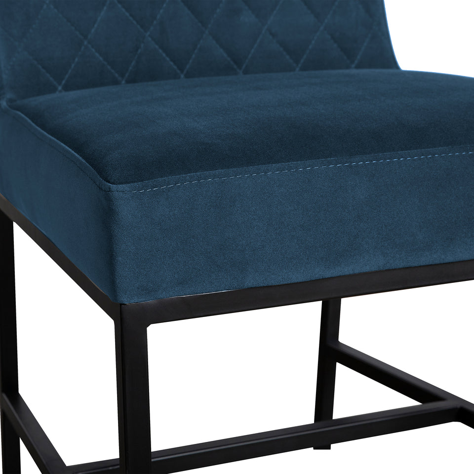 Napoli Blue Velvet and Black Leg Modern Accent Dining Chair- Set of 2