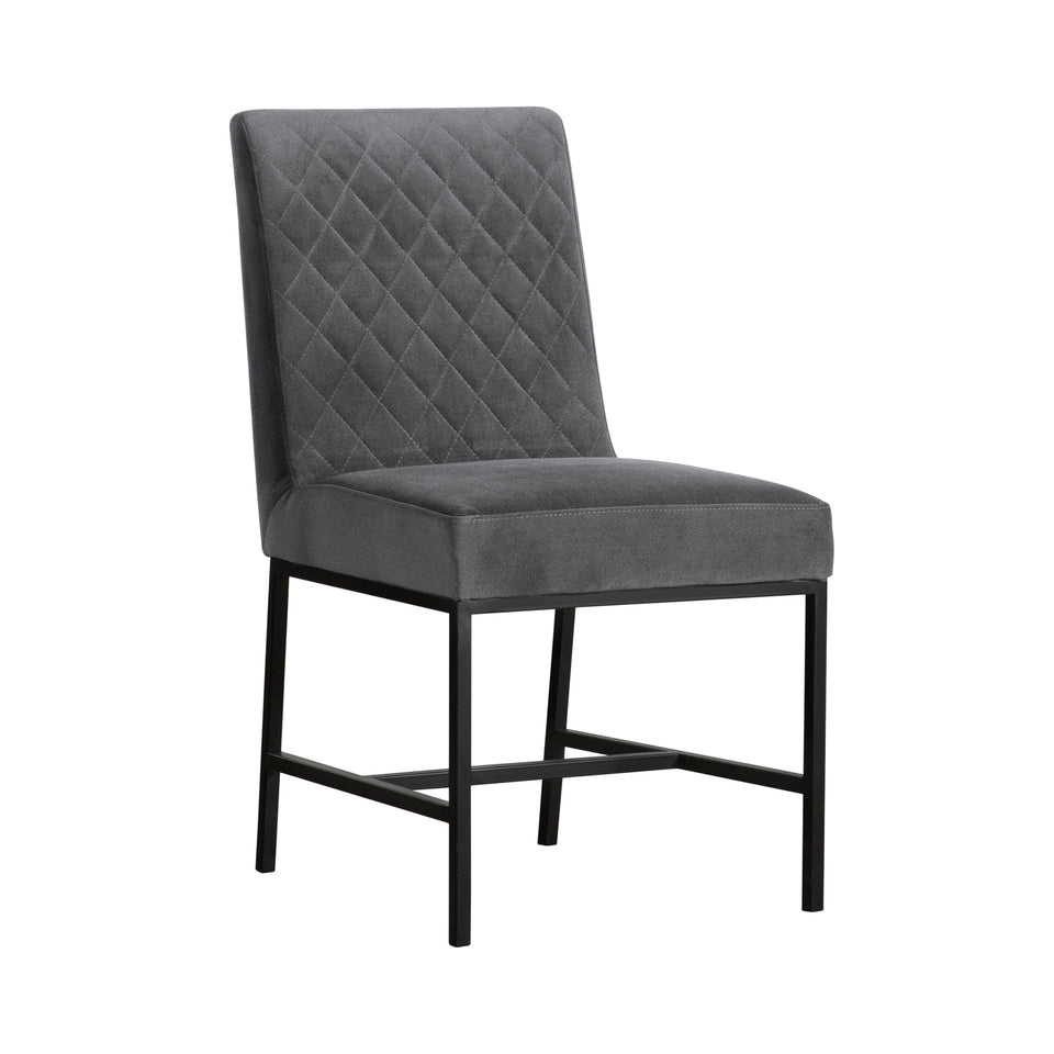 Napoli Gray Velvet and Black Leg Modern Dining Accent Chair-Set of 2