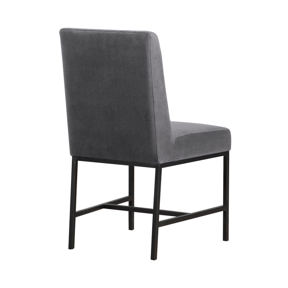 Napoli Gray Velvet and Black Leg Modern Dining Accent Chair-Set of 2