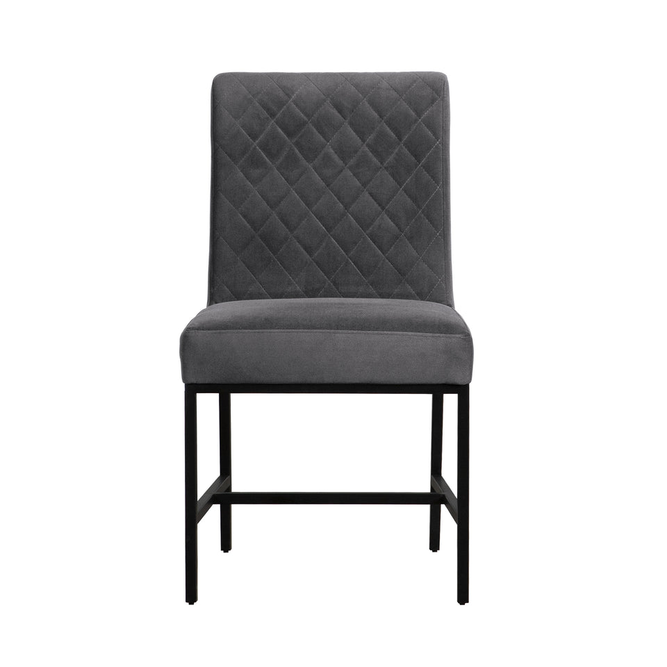 Napoli Gray Velvet and Black Leg Modern Dining Accent Chair-Set of 2