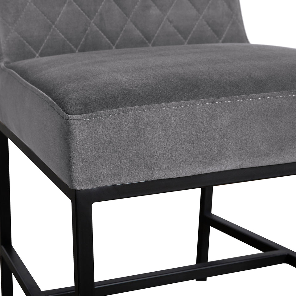 Napoli Gray Velvet and Black Leg Modern Dining Accent Chair-Set of 2