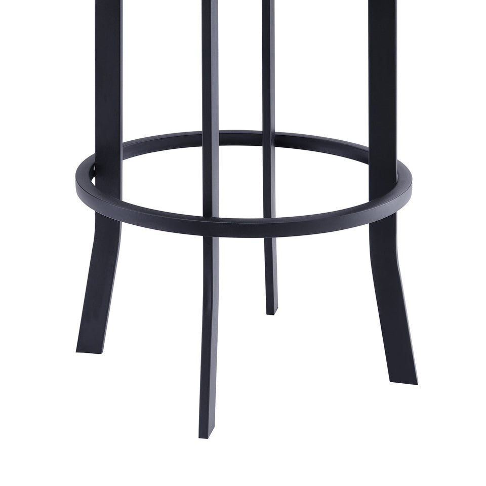 Natalie Contemporary 26" Counter Height Barstool in Black Powder Coated Finish and Vintage Gray Faux Leather