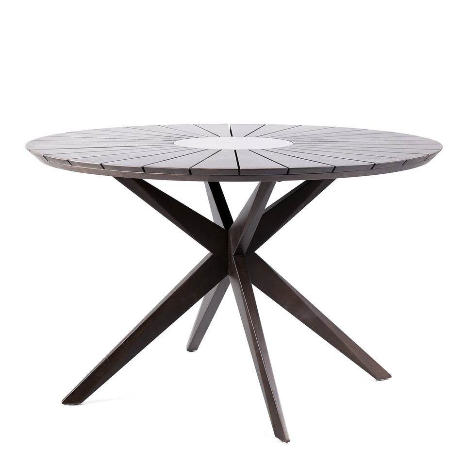 Oasis Outdoor Dark Eucalyptus Wood and Concrete Round Dining Table