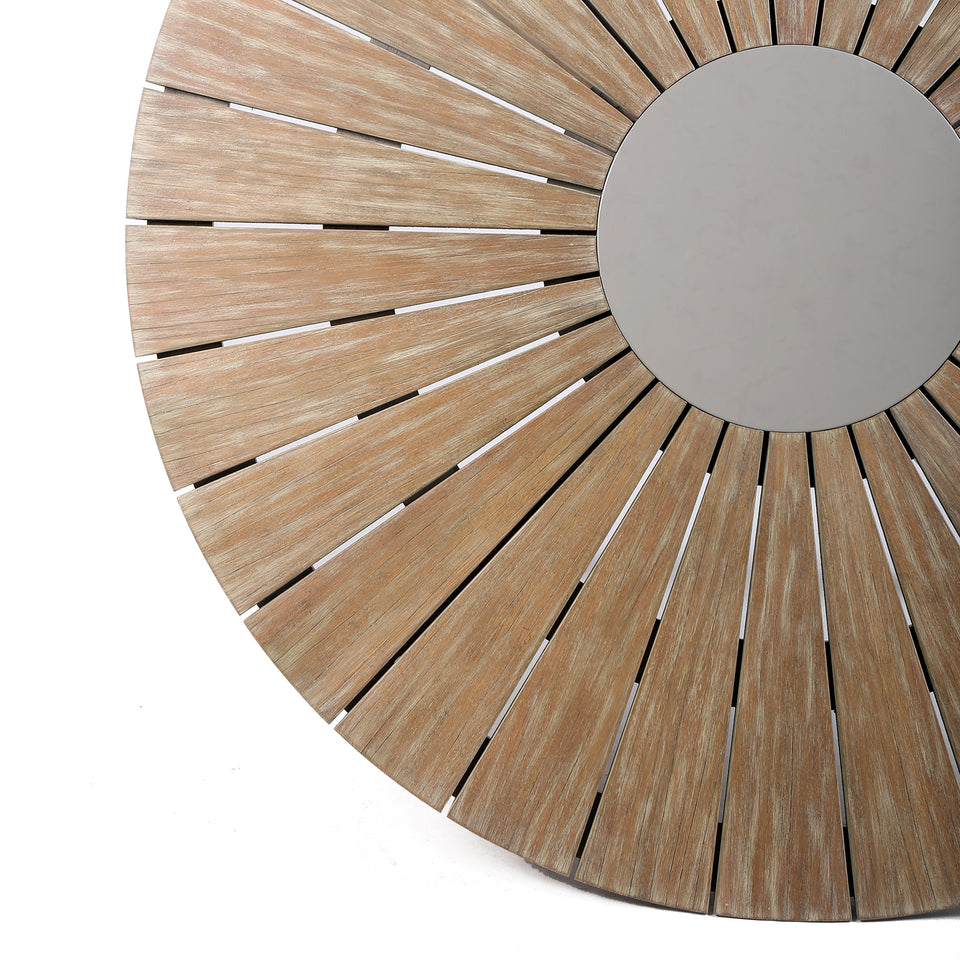 Oasis Outdoor Light Eucalyptus Wood and Concrete Round Dining Table