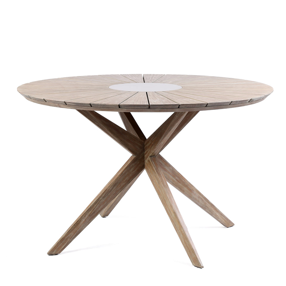 Oasis Outdoor Light Eucalyptus Wood and Concrete Round Dining Table