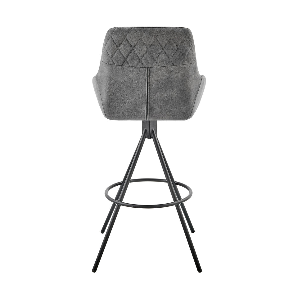 Odessa 30" Bar Height Bar Stool in Charcoal Fabric and Black Finish