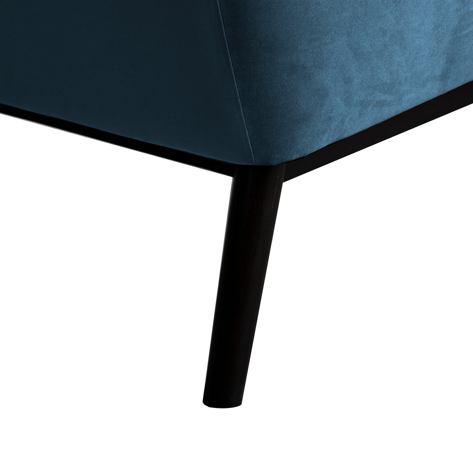 Oliver Blue Velvet Modern Accent Chair with Wood Legs