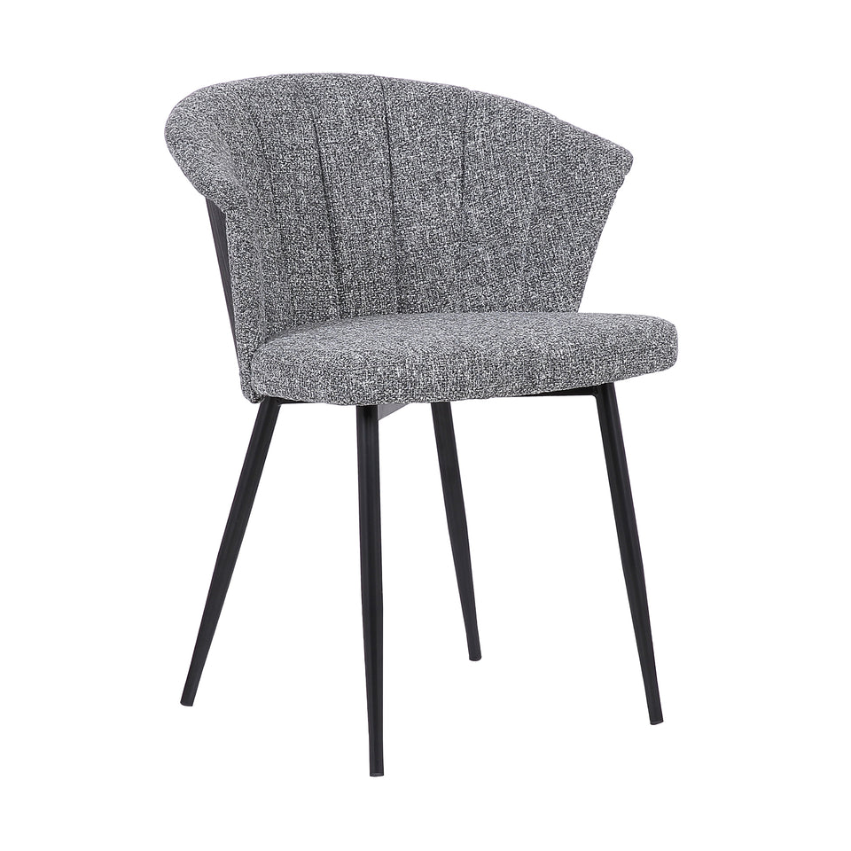 Orchid Contemporary Dining Chair in Black Powder Coated Finish with Gray Fabric and Black Brushed Wood Finish Back