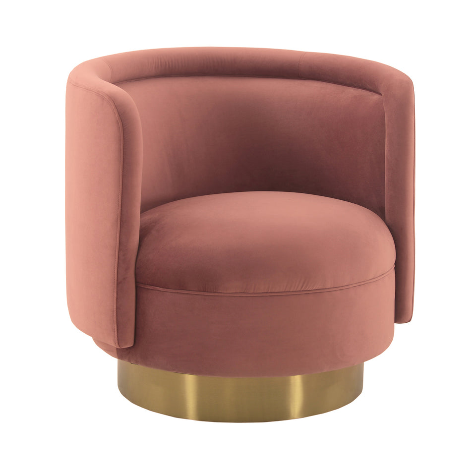 Peony Blush Fabric Upholstered Sofa Accent Chair with Brushed Gold Legs