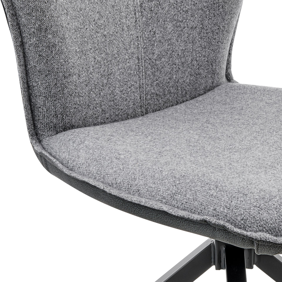 Petrie Dining Room Accent Chair in Gray Fabric and Faux Leather with Black Finish - Set of 2
