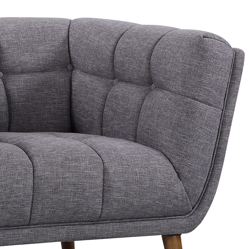 Phantom Mid-Century Modern Chair in Dark Gray Linen and Walnut Legs