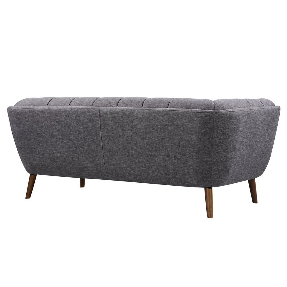 Phantom Mid-Century Modern Sofa in Dark Gray Linen and Walnut Legs