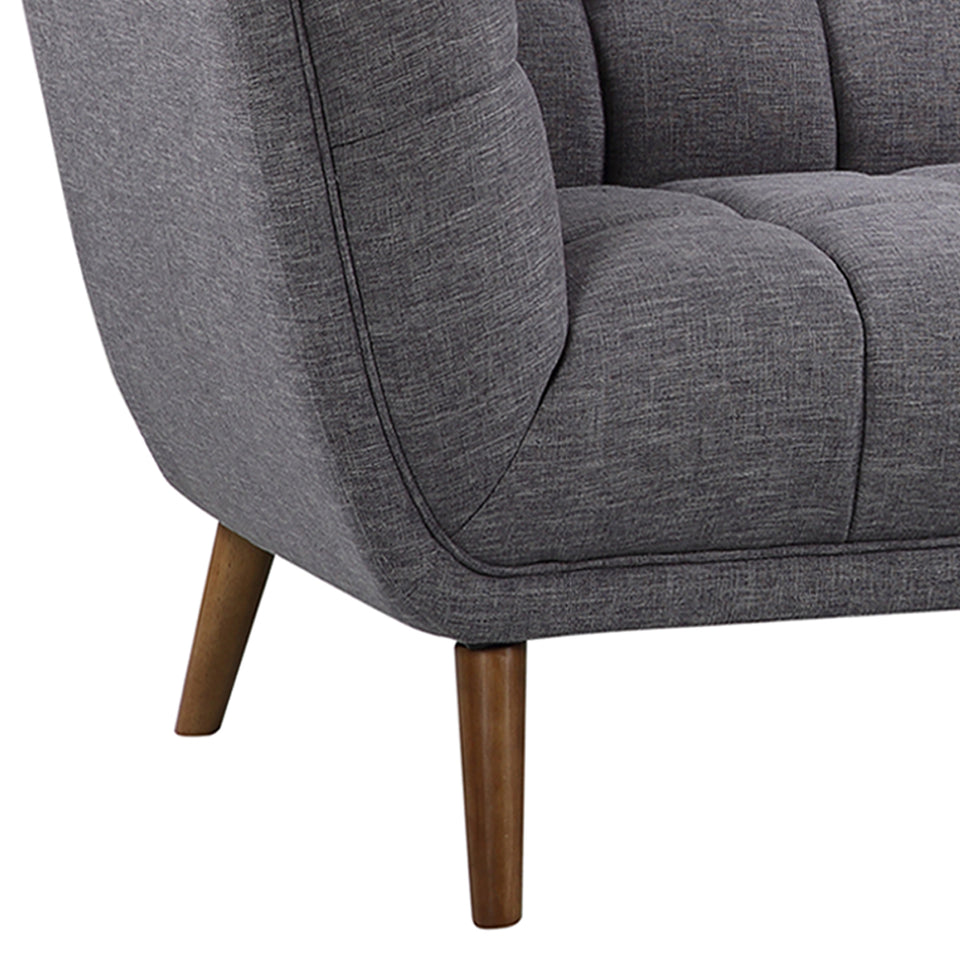 Phantom Mid-Century Modern Sofa in Dark Gray Linen and Walnut Legs