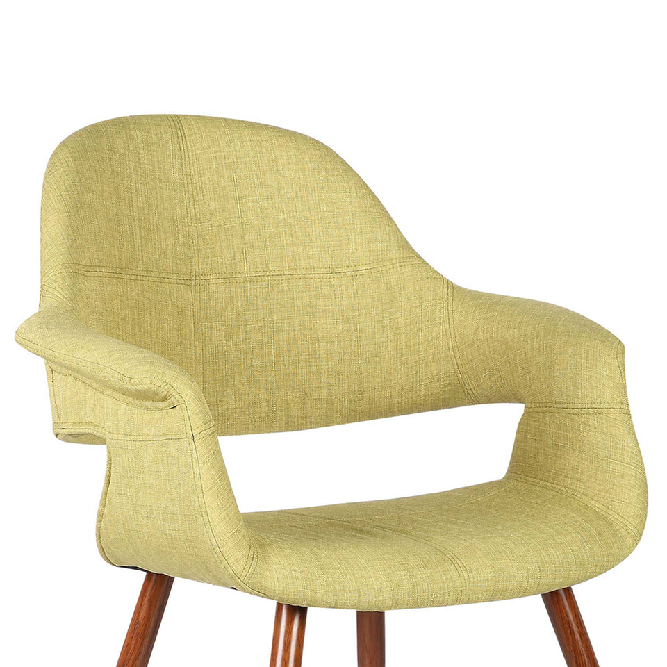 Phoebe Mid-Century Dining Chair in Walnut Finish and Green Fabric