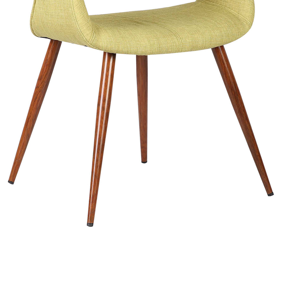 Phoebe Mid-Century Dining Chair in Walnut Finish and Green Fabric