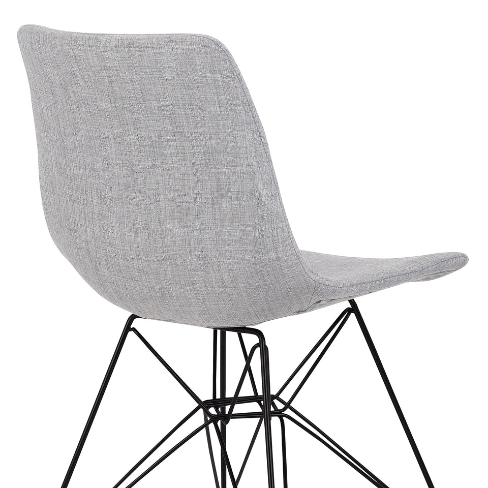 Palmetto Contemporary Dining Chair in Gray Fabric with Black Metal Legs