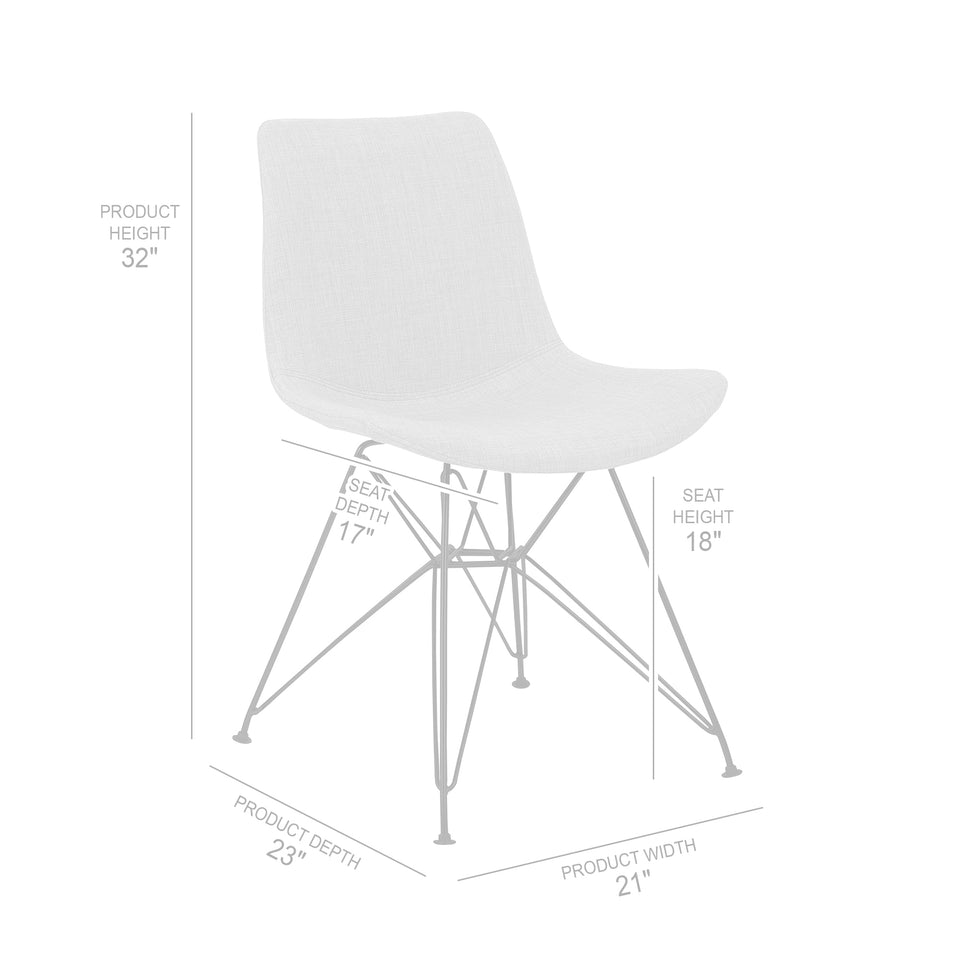 Palmetto Contemporary Dining Chair in Gray Fabric with Black Metal Legs