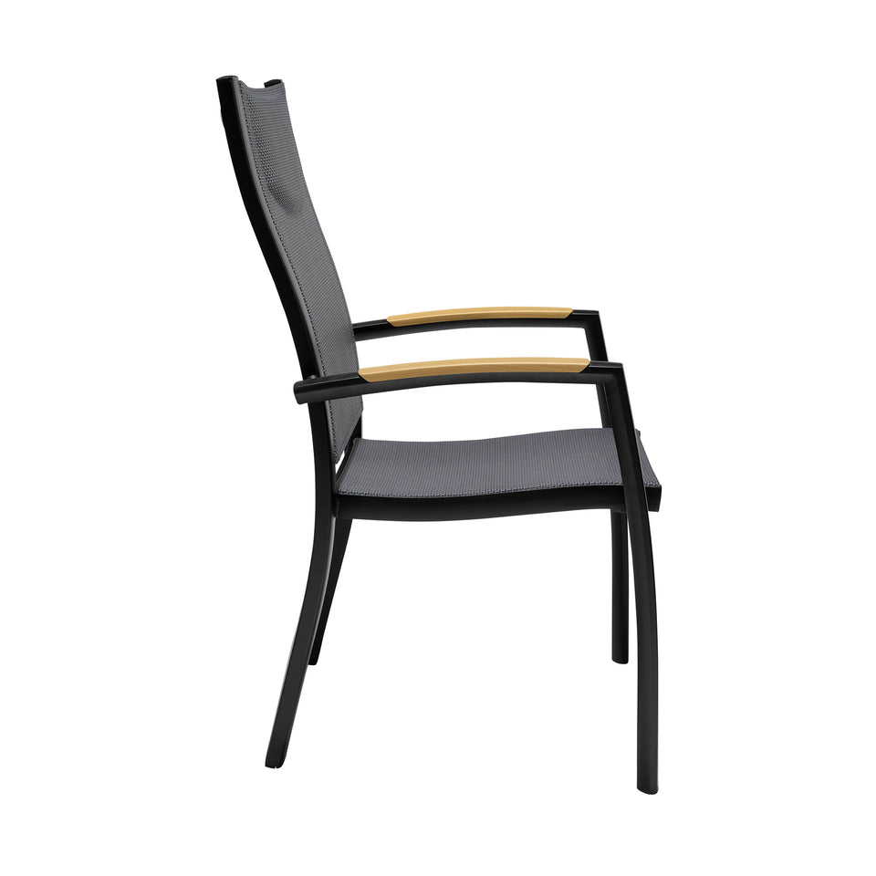 Panama Outdoor Black Aluminum Stacking Dining Chair - Set of 2