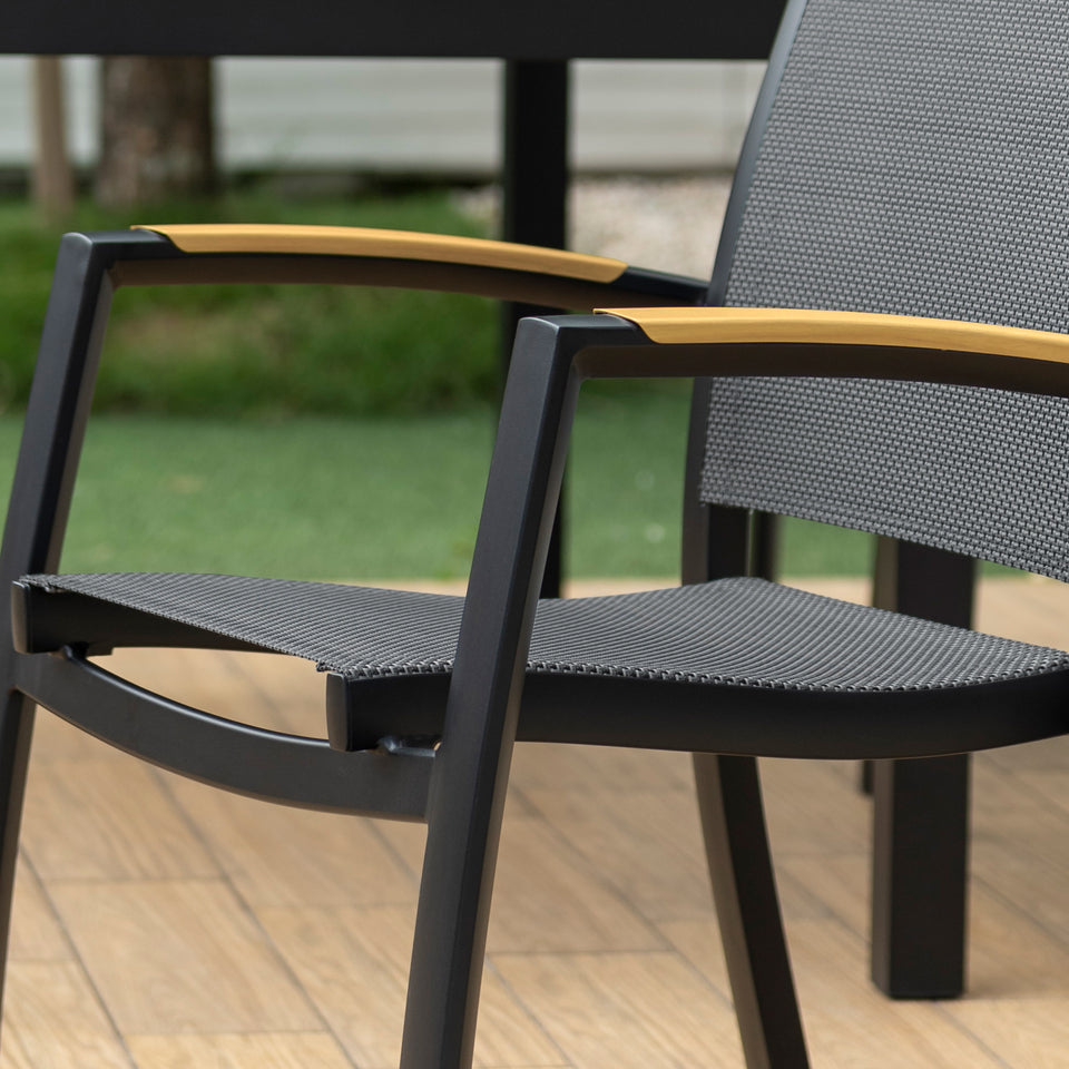 Panama Outdoor Black Aluminum Stacking Dining Chair - Set of 2