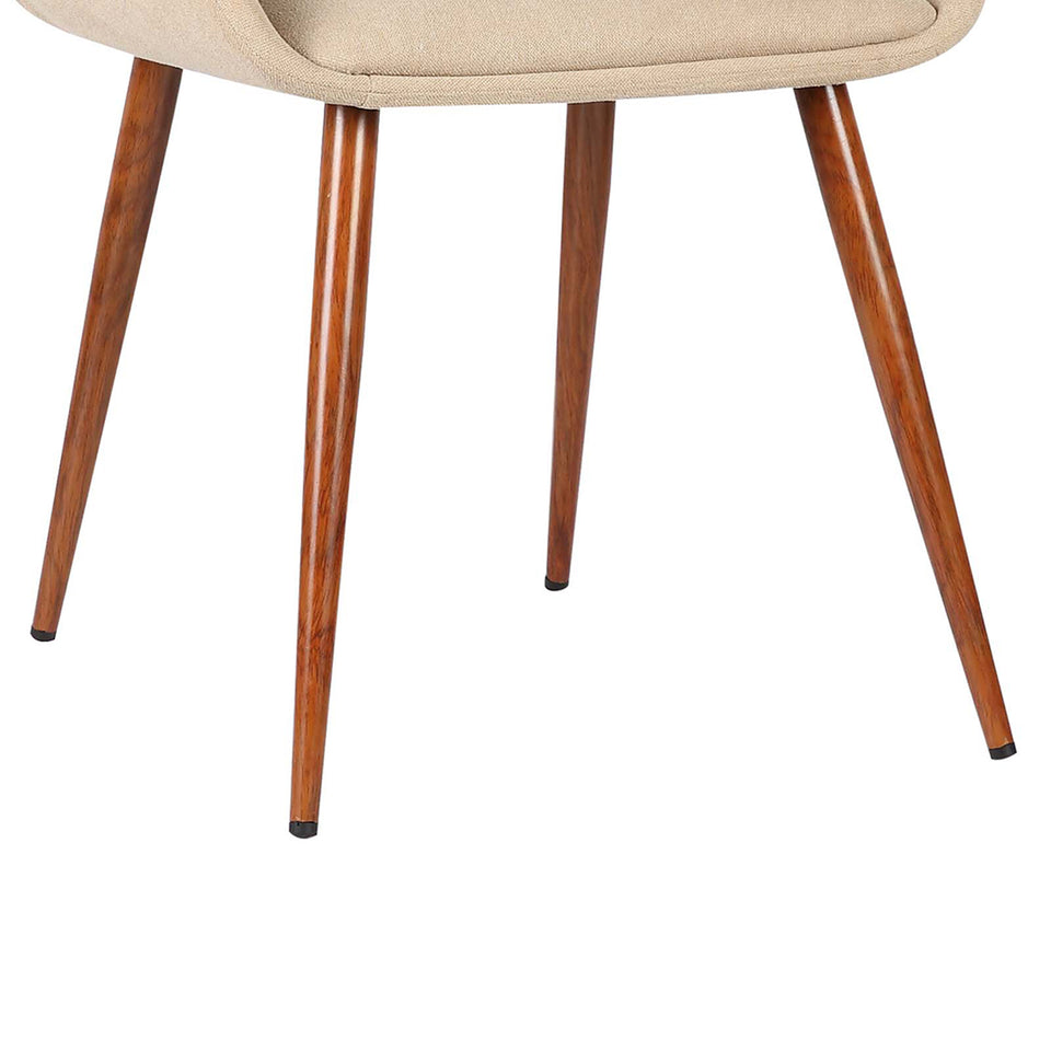 Panda Mid-Century Dining Chair in Walnut Finish and Brown Fabric