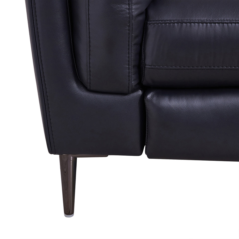 Primrose Contemporary Sofa in Dark Metal Finish and Navy Genuine Leather