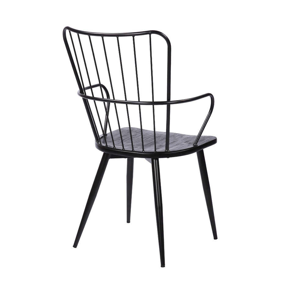 Parisa High Back Steel Framed Side Chair in Black Powder Coated Finish and Black Brushed Wood