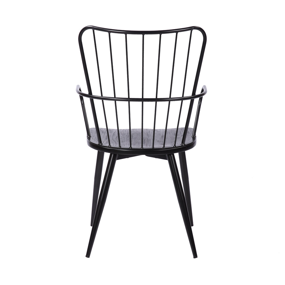 Parisa High Back Steel Framed Side Chair in Black Powder Coated Finish and Black Brushed Wood