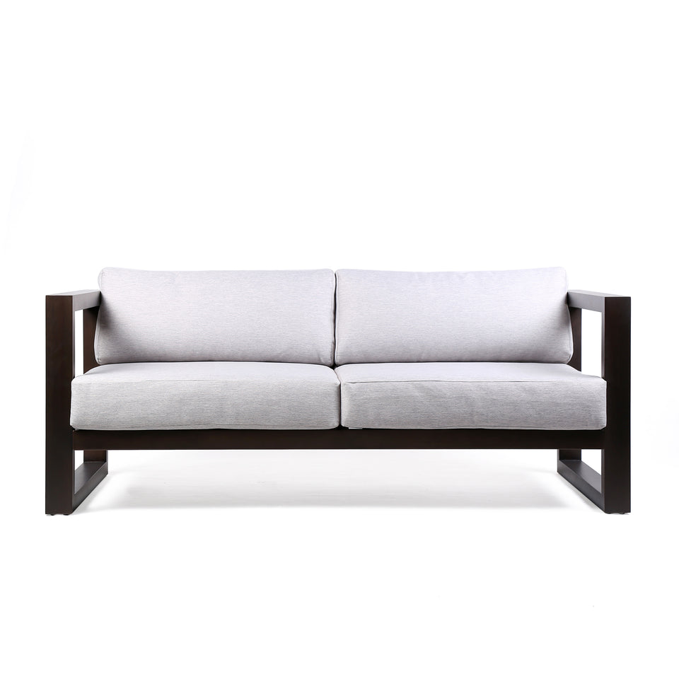 Paradise Outdoor Dark Eucalyptus Wood Sofa with Grey Cushions