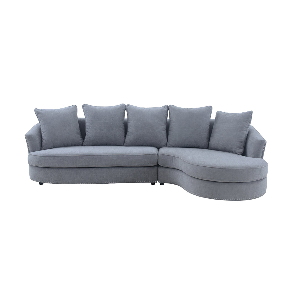 Queenly Gray Fabric Uphostered Corner Sofa