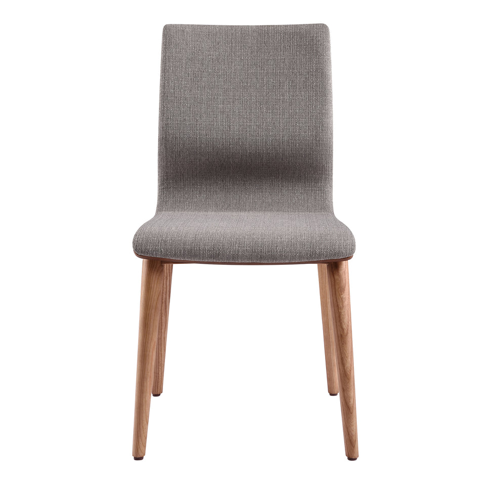 Robin Mid-Century Dining Chair in Walnut Finish and Gray Fabric - Set of 2