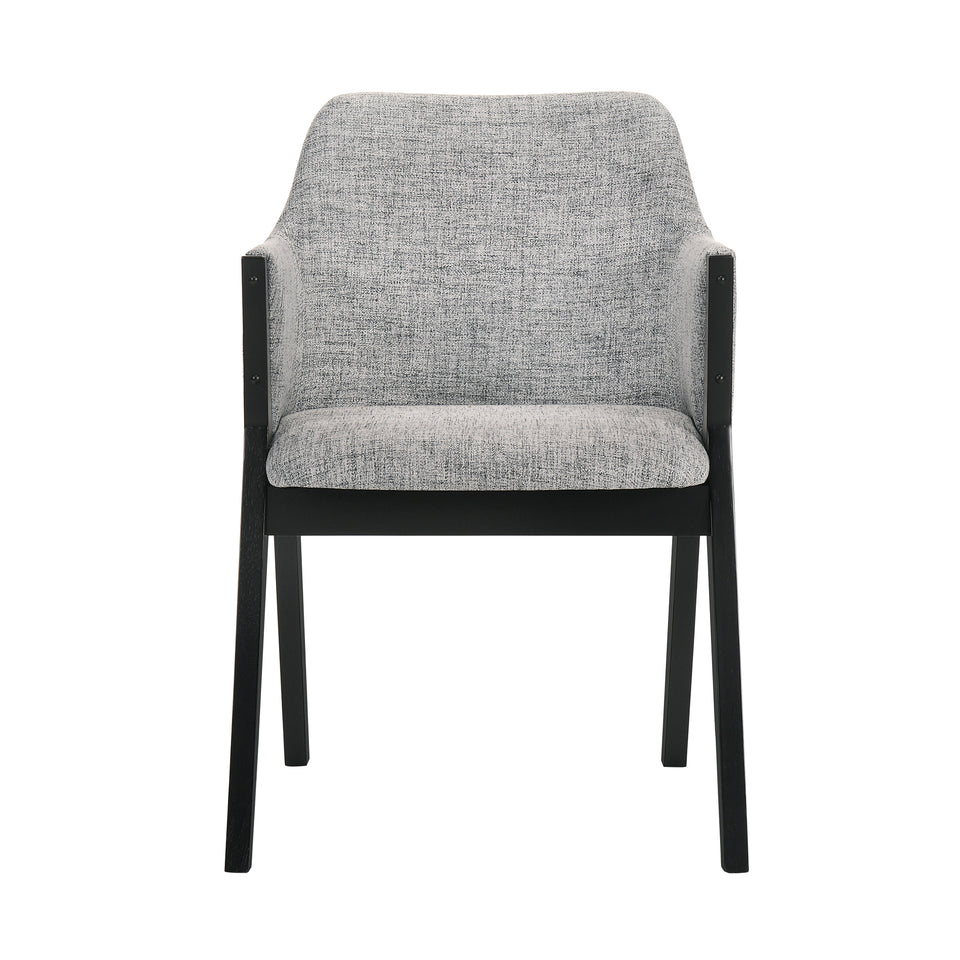 Renzo Light Gray Fabric and Black Wood Dining Side Chairs - Set of 2