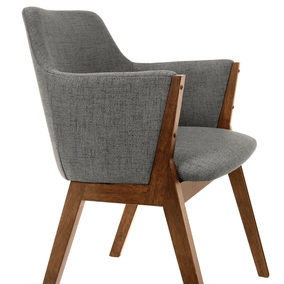 Renzo Charcoal Fabric and Walnut Wood Dining Side Chairs - Set of 2
