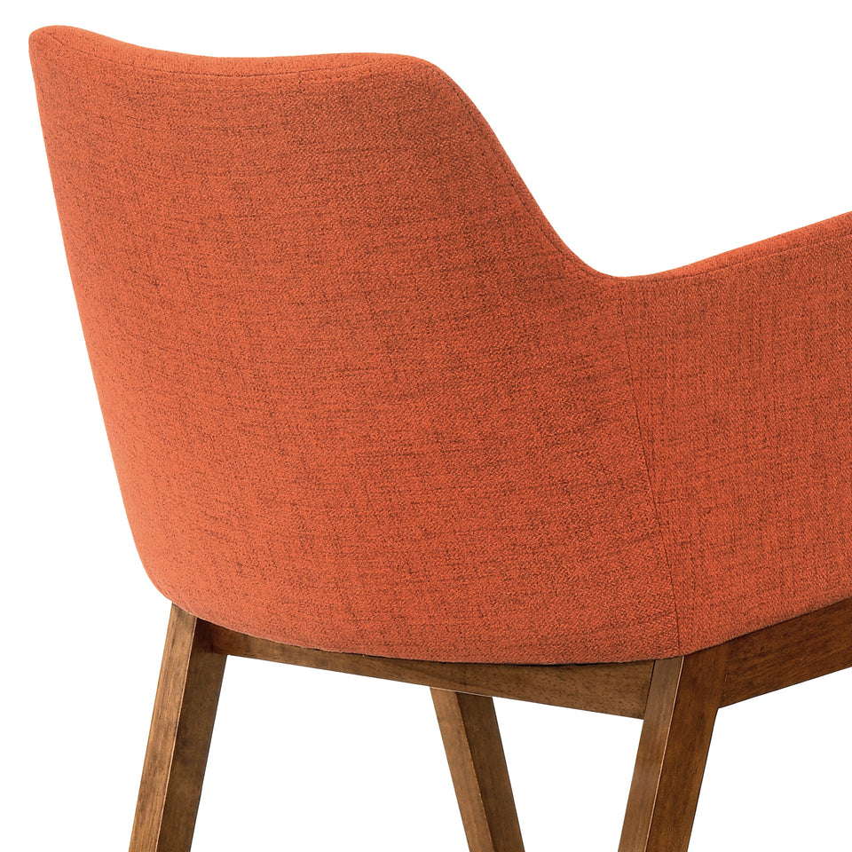 Renzo Orange Fabric and Walnut Wood Dining Side Chairs - Set of 2