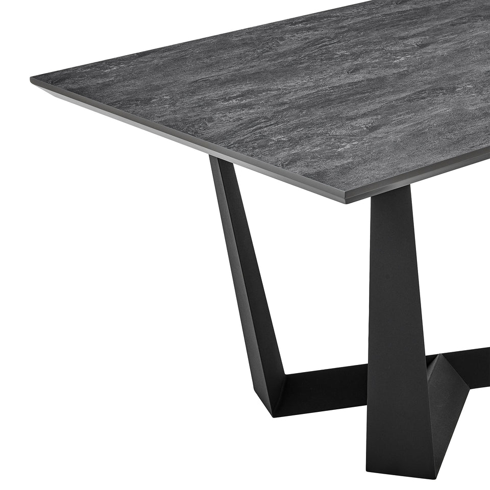Radford Dark Gray Rectangular Dining Table with Black Finish