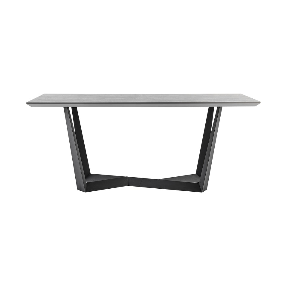 Radford Light Gray Rectangular Dining Table with Black Finish