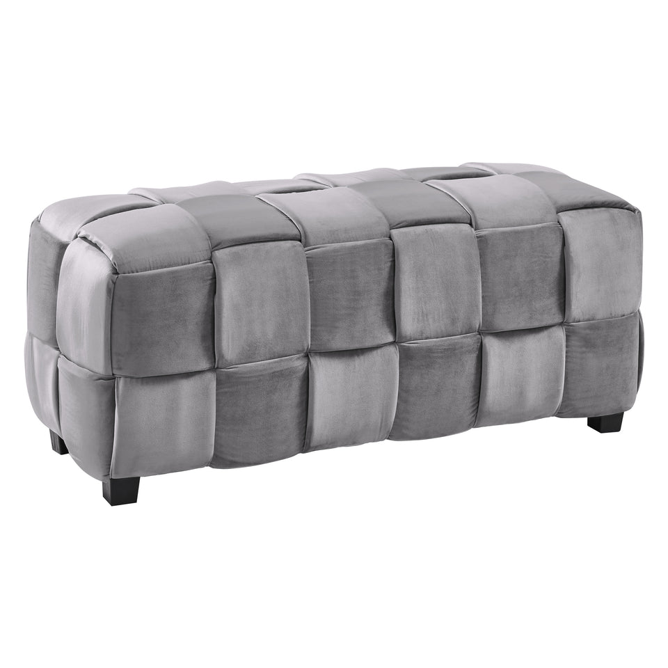 Raven Contemporary Long Ottoman in Gray Velvet