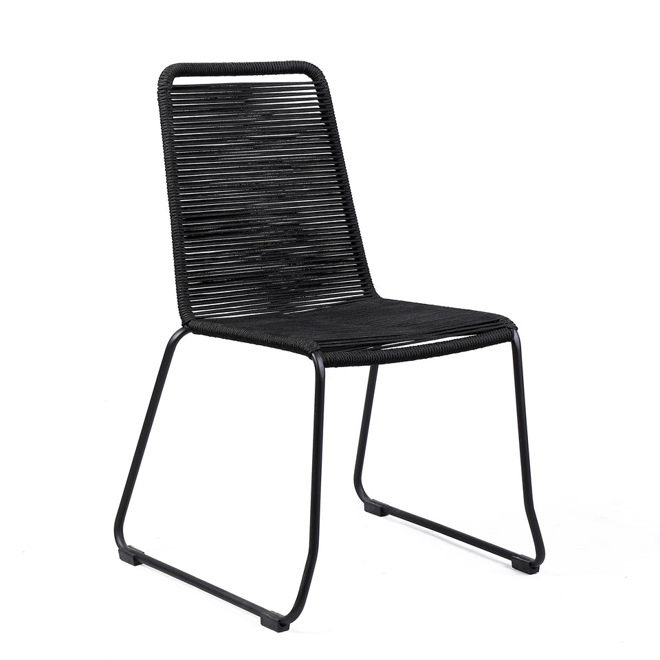 Shasta Outdoor Metal and Black Rope Stackable Dining Chair - Set of 2