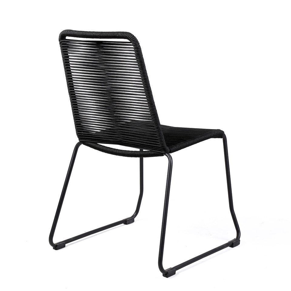 Shasta Outdoor Metal and Black Rope Stackable Dining Chair - Set of 2