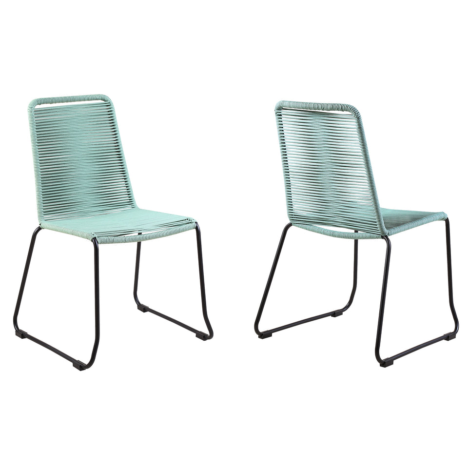 Shasta Outdoor Metal and Rope Stackable Dining Chair - Set of 2