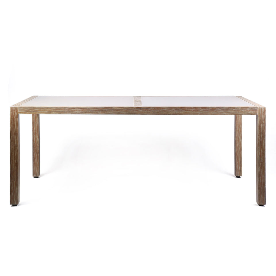 Sienna Outdoor Eucalyptus Dining Table with Grey Teak Finish and Super Stone Top