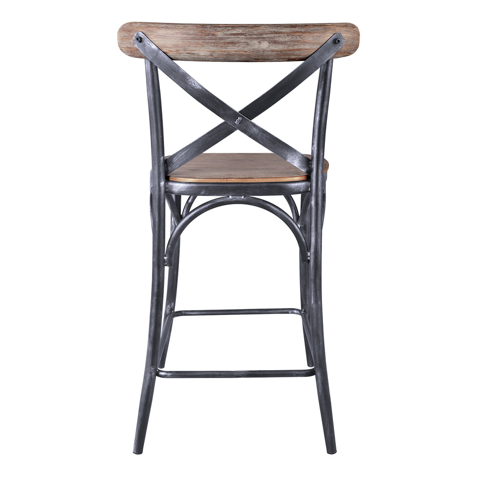 Sloan Industrial 26" Counter Height Barstool in Industrial Gray and Pine Wood