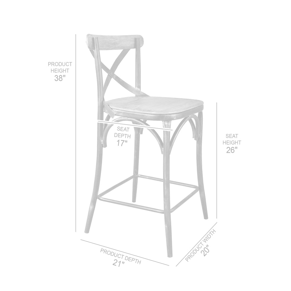 Sloan Industrial 26" Counter Height Barstool in Industrial Gray and Pine Wood
