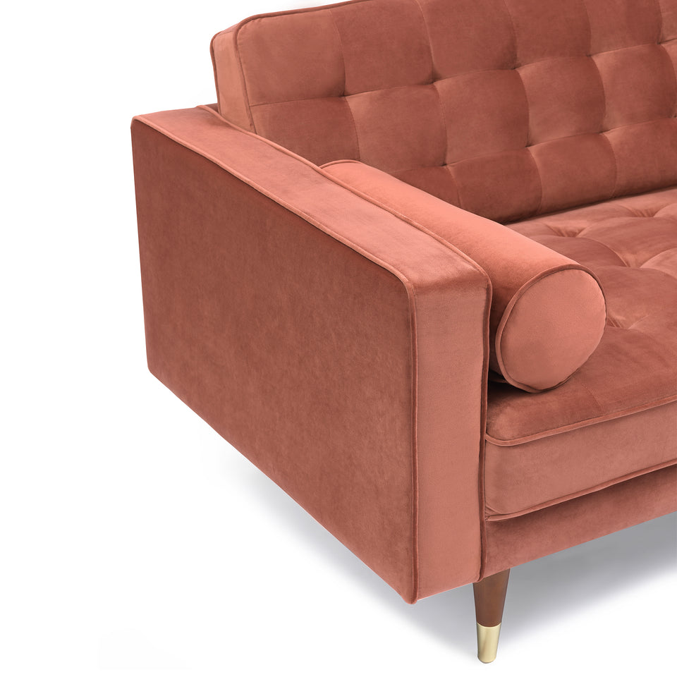 Somerset Blush Velvet Mid Century Modern Loveseat