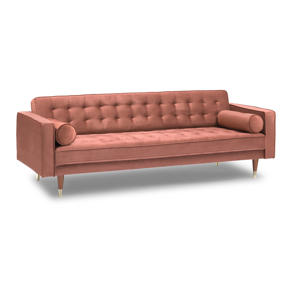 Somerset Blush Velvet Mid Century Modern Sofa