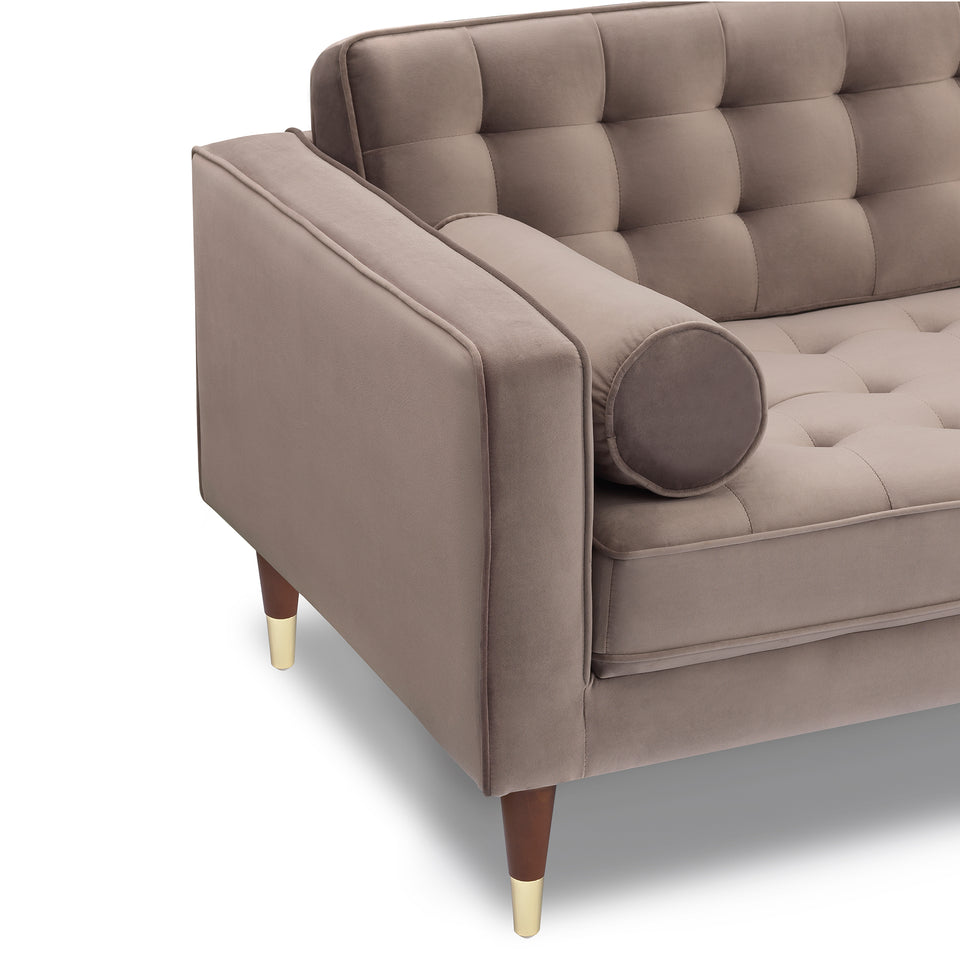 Somerset Taupe Velvet Mid Century Modern Right Sectional Sofa