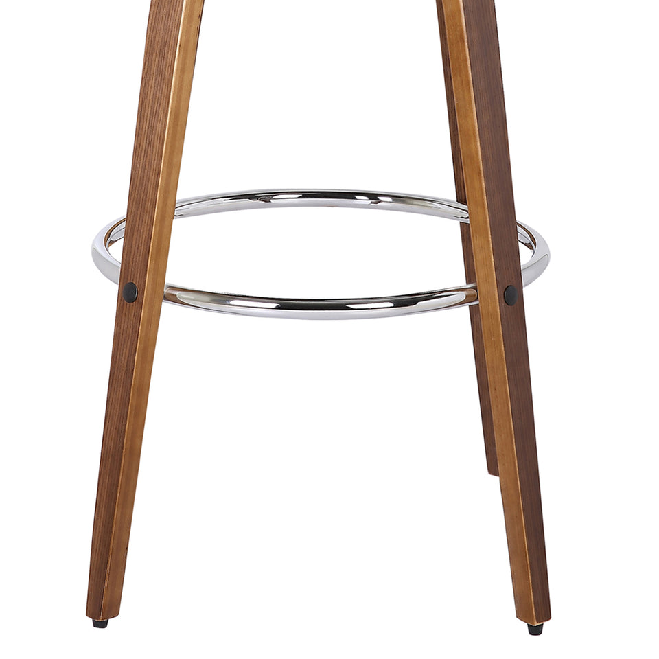 Sonia 30" Bar Height Barstool in Walnut Wood Finish with Brown Faux Leather