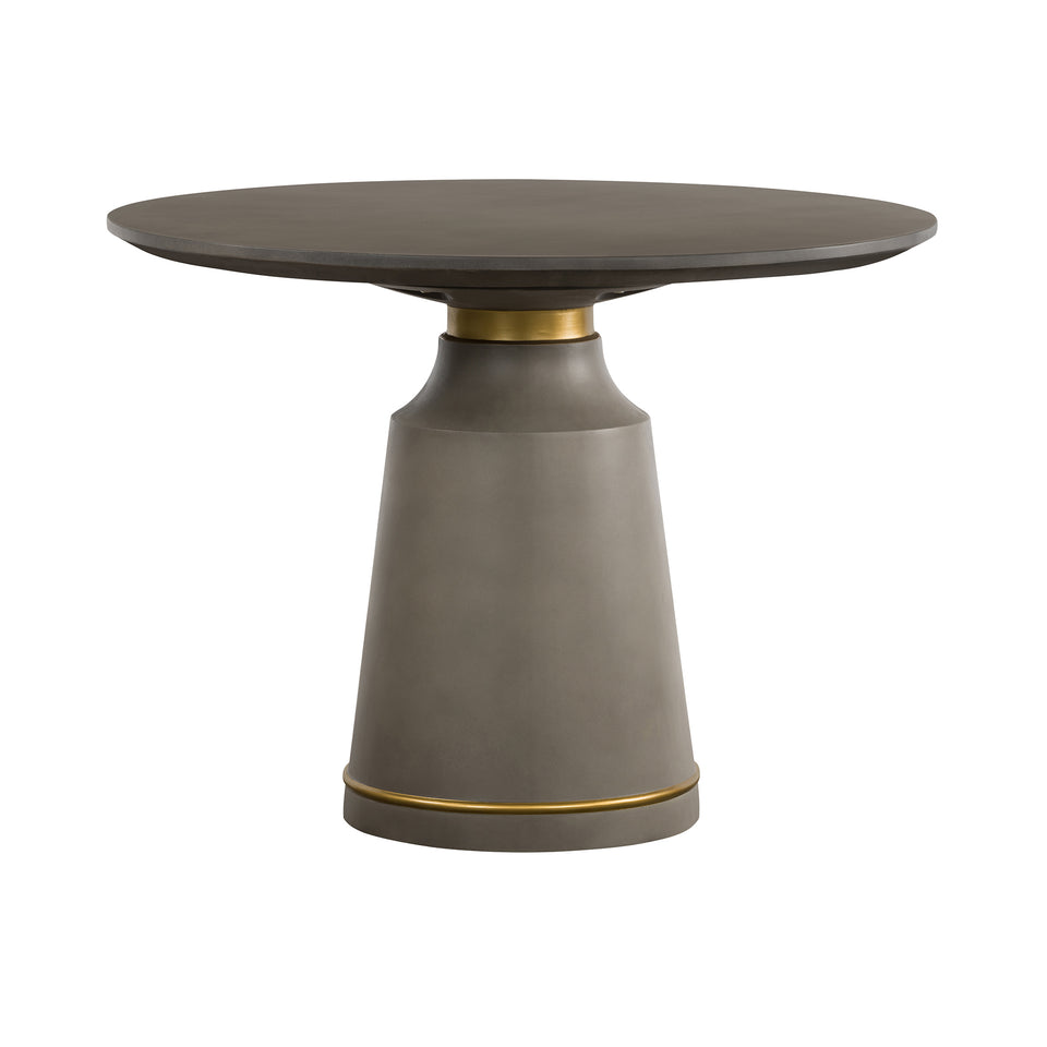 Pinni Gray Concrete Round Dining Table with Bronze Painted Accent